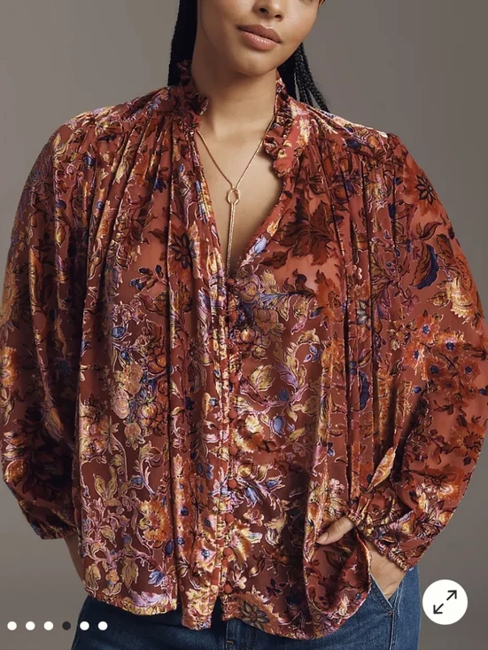 Anthropologie Estela Burnout Sheer Blouse Sz.S NWT - Picture 3 of 12